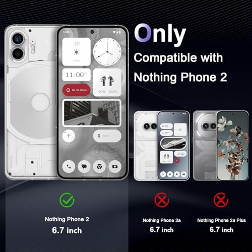 Case for Nothing Phone 2, Military Grade Drop Protection Phone Case, Yellowing Resistant, Anti-Scratch Hard PC Back, Shockproof Hard Ultra-Thin Protective Cover, Clear - size: Nothing Phone 2