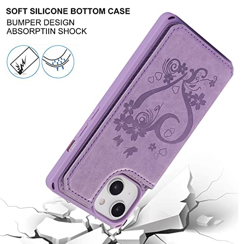 Cavor for iPhone 14 Wallet Case with Card Holder for Women, Purple - color: D-Purple