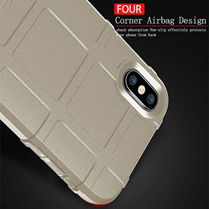 for iPhone Xs/X case, (Rugged Shield Series) TPU Thick Solid Armor Tactical Protective Cover Case for iPhone Xs/X (5.8 inches) - Light Clay - color: Light Clay