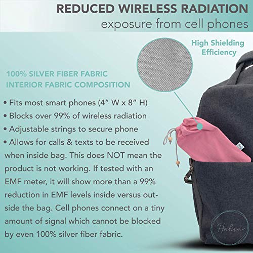 Halsa EMF Cell Phone Sleeve, High-Shield EMF Blocking Pouch, Signal Blocking Anti-EMP Radiation Bag for Digital Privacy Protection, Fits Most Phones, Pink (4x8 Inch) - color: Pink