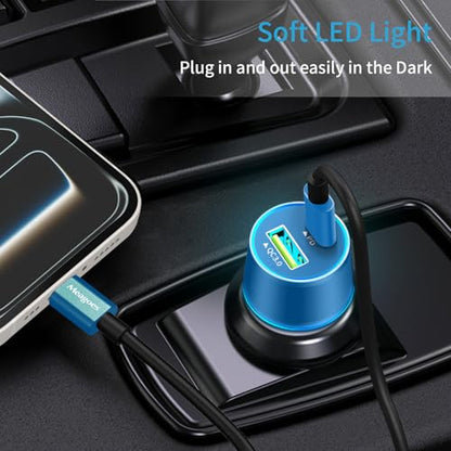 67.5W Blue Car Charger USB C Super Fast for iPhone 18 Pro Max/17/Android - color: Blue, size: 3.3 ft