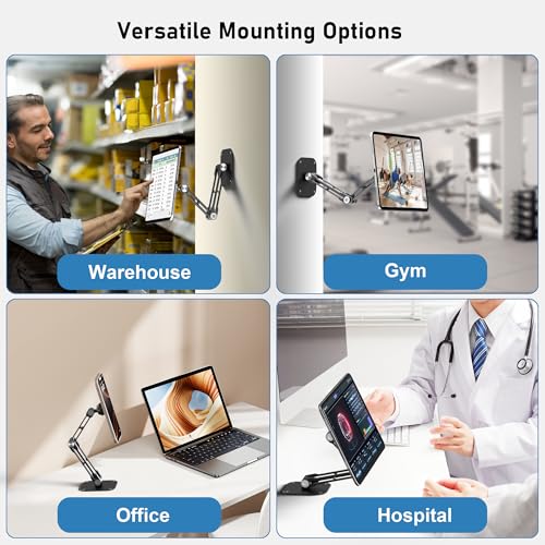 Magnetic iPad Wall Mount, Aluminum Dual-Arm Tablet Mount Holder - color: Black, size: 4.7"-15.6" - 2 arm mount