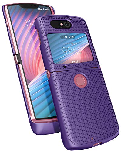 Grid Series for Motorola RAZR 5G (2020) Flip Phone Case - Purple | Slim Hard Shell Cover, Satisfying Texture, Matte, For Moto XT2071 - color: Purple