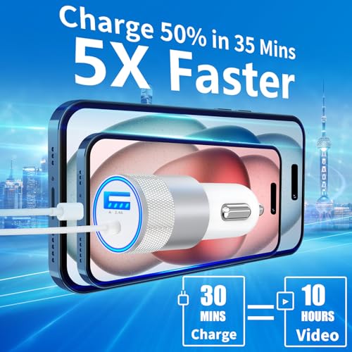 Apple MFi Certified Phone 17 Car Charger Fast Charging, USB-C Car Charger - color: Rich Black