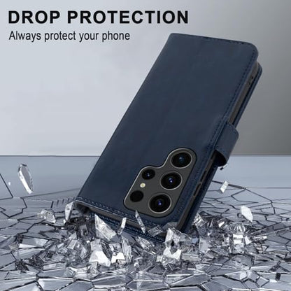 MONASAY Wallet Case for Samsung S23 Ultra with 3 Card Holders - Blue - color: Blue, size: Galaxy S23 Ultra