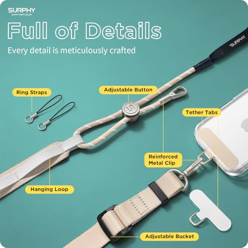 SURPHY Phone Lanyard Crossbody, Phone Strap with Light-Activated Strap - color: Starlight