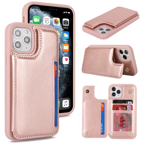 iCoverCase Compatible with iPhone 11 Pro Phone Case with Card Holder, Wallet Case for Women Men RFID Blocking PU Leather Protective Case 5.8 Inch (Rose Gold) - color: Rose Gold
