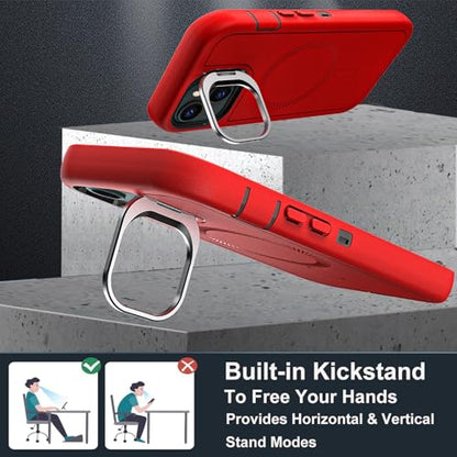 YKHJKLEC for iPhone 15 Case, Military Grade 3 in 1 Heavy Duty Shockproof/Drop Proof/Dust Proof with Kickstand Case, with 2 x Tempered Glass Screen Protector (ZJ-Red/Black) - color: ZJ-Red/Black