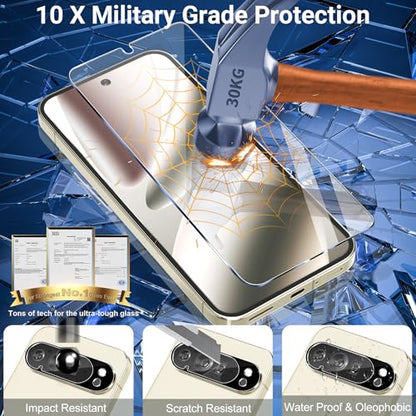 letosan 3 Pack for Google Pixel 10 Pro XL Screen Protector Tempered Glass + 3 Pack Camera Lens Protector, Military Grade Shatterproof, 9H Hardness, Fingerprint Unlock,Case Friendly 6.8 Inch - size: Pixel 10 Pro XL-6.8 Inch