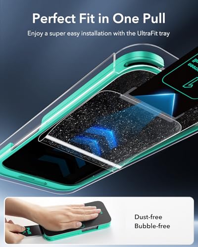 ESR 3 Pack for iPhone 16 Pro Max Screen Protector, Armorite | 7X Impact Absorption, 9H+ Tempered Glass, Easy One-Pull Installation, Full-Coverage Protection, UltraFit Tray, Bubble-Free - size: iPhone 16 Pro Max 6.9 inch