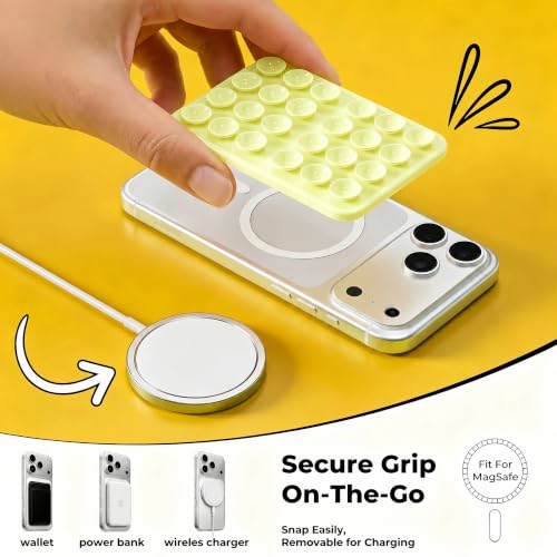 2026 Upgraded Magnetic Suction Sticky Phone Grip for Magsafe, Baby Yellow - color: Baby Yellow