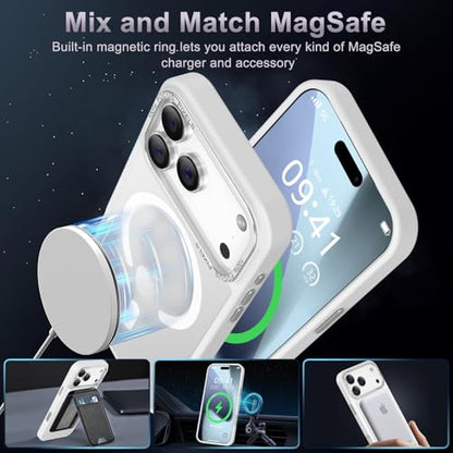 Newfuture Magnetic for iPhone 17 Pro Case Matte Shockproof, Frosted White | Military Drop Protection, Slim Matte Anti-Fingerprint, Compatible with Magsafe, Camera Guard, Translucent Protective Cover - color: Frosted White, size: iPhone 17 Pro 6.3 inch