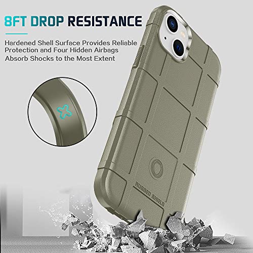 Rugged Shield 8ft Drop Proof TPU Thick Armor Tactical Protective Case Compatible with iPhone 14 Plus (6.7 inches) - Light Clay - color: Light Clay, size: iPhone 14 Plus