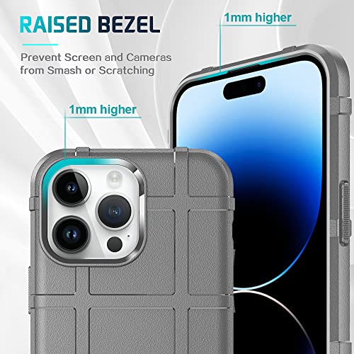 Rugged Shield 8ft Drop Proof TPU Thick Armor Tactical Protective Case Compatible with iPhone 14 Pro Max (6.7 inches) - Concrete Grey - color: Concrete Grey, size: iPhone 14 Pro Max