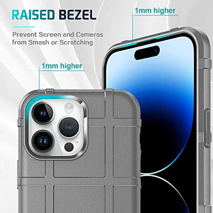 Rugged Shield 8ft Drop Proof TPU Thick Armor Tactical Protective Case Compatible with iPhone 14 Pro Max (6.7 inches) - Concrete Grey - color: Concrete Grey, size: iPhone 14 Pro Max