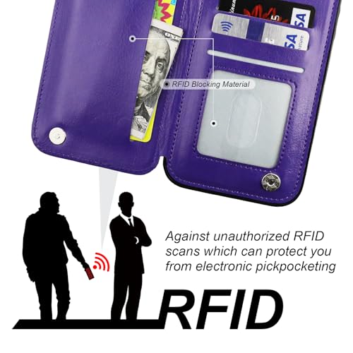 ONETOP for iPhone 16 Pro Max Wallet Case with Credit Card Holder,Purple - color: Purple