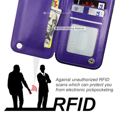 ONETOP for iPhone 16 Pro Max Wallet Case with Credit Card Holder,Purple - color: Purple