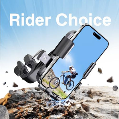 Anti-Shake Bike Phone Mount - One-Touch Lock Motorcycle & Ebike Phone Holder, Universal Bicycle Handlebar Cell Phone Clamp for Scooter, ATV, Fits All 4.7"-7.0" Large Smartphones