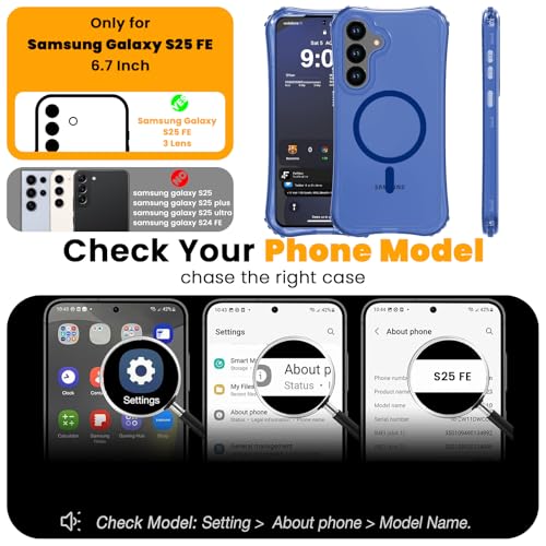 WRJ Magnetic Matte for Samsung Galaxy S26 FE Case,Samsung S25 FE Case [Fit for MagSafe][Military Grade Drop Protection] Translucent Shockproof Protective Phone Case-Blue - color: Blue, style: Matte