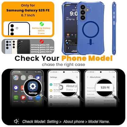 WRJ Magnetic Matte for Samsung Galaxy S26 FE Case,Samsung S25 FE Case [Fit for MagSafe][Military Grade Drop Protection] Translucent Shockproof Protective Phone Case-Blue - color: Blue, style: Matte