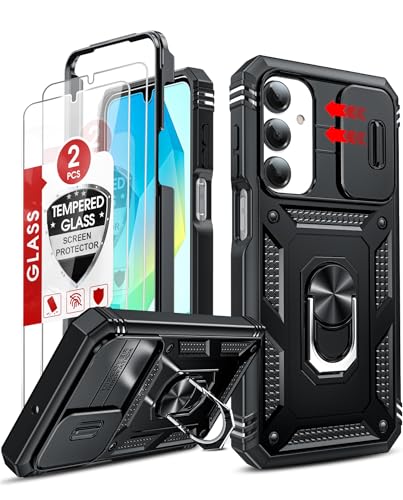 LeYi for Samsung Galaxy A17/A16-5G Phone Case Military-Grade Magnetic Stand | Samsung A17 Case with Screen Protector, Slide Camera Cover Heavy Duty Outdoor Protection Funda para Galaxy A175G, Black - color: Black, size: Galaxy A16/A17 (6.7'')