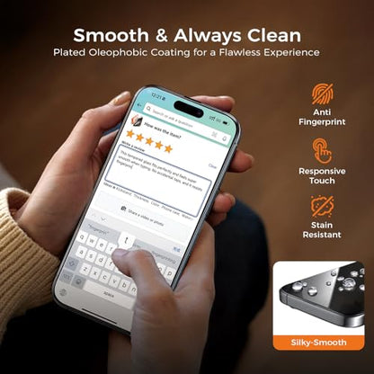 Zeniss NeverBreak 9H+ Hardness for iPhone 15 Screen Protector 12FT Military Grade Protection (Scratch, Shatter, Drop Resistance) Tempered Glass 6.1", 2 Pack with De-Bubble Card, Clear - size: iPhone 15