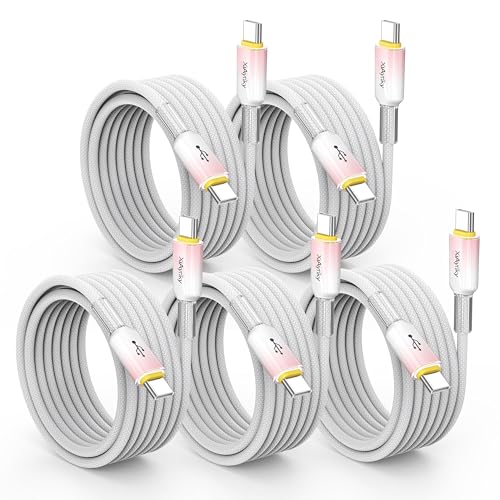15 FT 5-Pack Super Long USB C Cable, 60W Fast Charging & 480Mbps Data - color: Pink, size: 15Feet