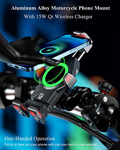 BRCOVAN Motorcycle Phone Mount Holder with 15W Qi Wireless Charger