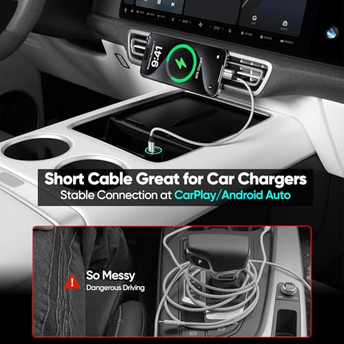 6 inch USB C to USB C Cable Short Fast Charging 60W, 2-Pack, Silver