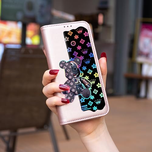 Case Compatible for UMIDIGI Power 5 Phone Case Flip Stand Cover [with Tempered Glass Screen Protector] JXX-Pink