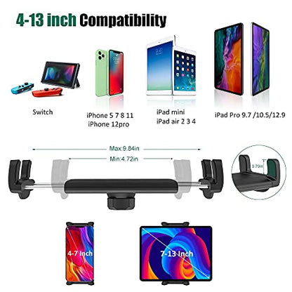Car Cup Holder Tablet Mount for 4-13" iPad & Phone, Universal Truck Cup Tablet Mount with Adjustable Arm for iPad Pro 12.9 9.7 Air Mini, Samsung Galaxy Fold 4 3, Kindle Fire HD, iPhone etc