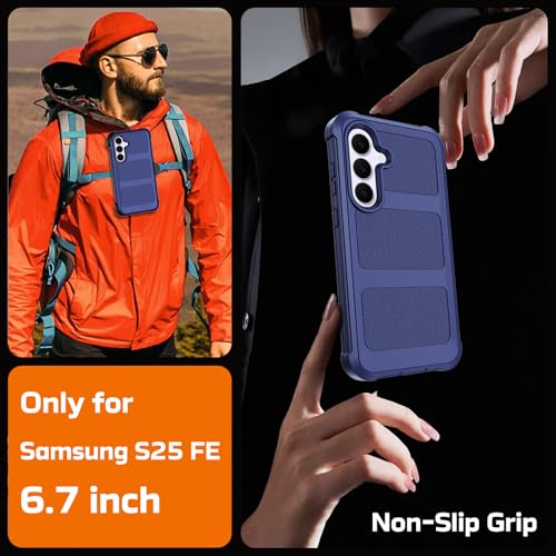 for Samsung Galaxy S25 FE Case with Belt Clip Holster,Military Grade Anti-Drop Shockproof Defender Phone Cases 2X Screen Protectors,2 Layers Rugged Heavy Duty Protective Bumper Cover (Blue) - color: Blue
