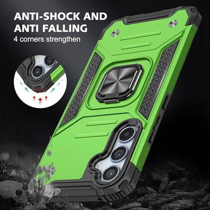 for Samsung S23 FE Case: S23 FE Case with Screen Protector: (Heavy Duty) Military Grade 360° Rotatable Kickstand Shockproof Protective Cases for Samsung Galaxy S23 FE (Green) - color: Samsung S23 FE Case Green