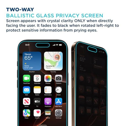 Tech Armor Privacy Glass for iPhone 16 Pro Screen Protector 1-Pack - size: iPhone 16 Pro-6.3 Inch