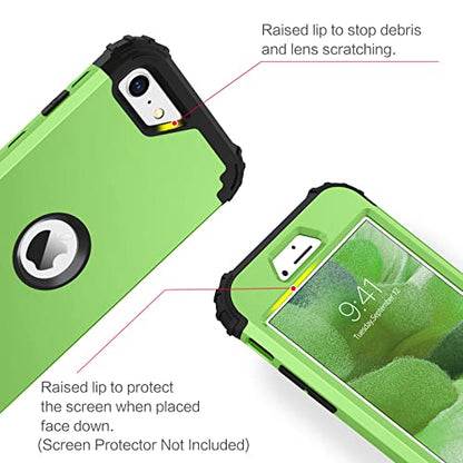 BENTOBEN for iPhone SE 2022 Phone Case and iPhone SE 2020 Case, Heavy Duty 3 in 1 Full Body Rugged Shockproof Hybrid Hard PC Soft Rubber Bumper Drop Protective Girls Women Cover, Light Green/Black - color: Black/Light Green