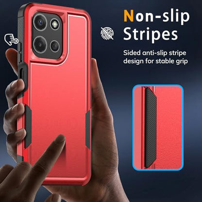 Vinve for Moto G Power 2025 Case with HD Screen Protector, Military-Grade Shockproof & Dual-Layer Protection, Anti-Slip Grip Design Phone Case, Red - color: Red