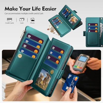 for Samsung Galaxy S26 Ultra Wallet Case with Card Holder RFID Blocking PU Leather Zipper Phone Case Flip Folio Protective Cover Wrist Strap Credit Card Slots Kickstand Men Women,Indigo Blue - color: Indigo Blue, size: Samsung Galaxy S26 Ultra - 6.9"