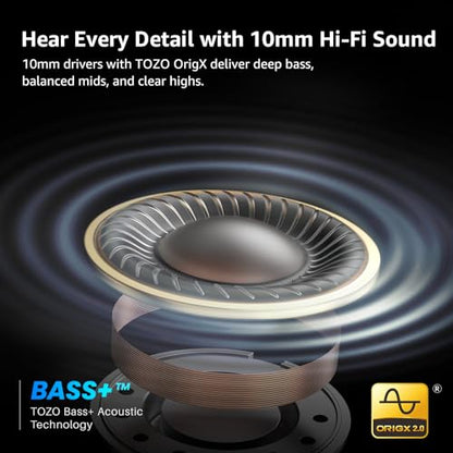 TOZO Crystal Pods Hybrid Active Noise Cancelling Wireless Earbuds, Black - color: Black
