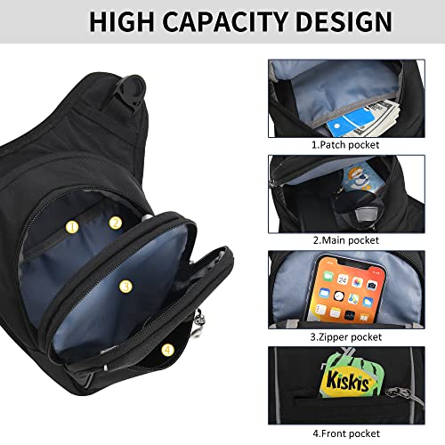 Peicees Motorcycle Leg Bag for Men Womens Thigh Bag, Expandable - color: Black