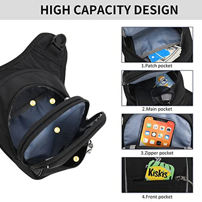 Peicees Motorcycle Leg Bag for Men Womens Thigh Bag, Expandable - color: Black