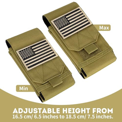 Dual Tactical Phone Pouch Molle Phone Holster Double Capacity Holder Universal Utility EDC Pouch for iPhone 17 Pro Max/17 Pro/16 Pro Max/16 Pro/15 Pro Max/15 - color: Khaki