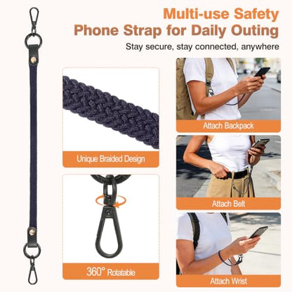 MoKo 2 Pack Stretchy Phone Lanyard Tether Retractable Phone Strap - color: Indigo