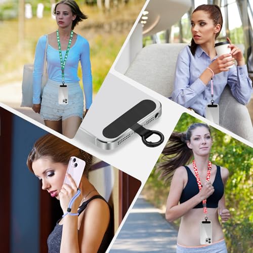 Hovmwey Phone Tether Tab, 2 Pack Cell Phone Lanyard Patch Without Adhesive, Phone Strap Replacement Part for All Full Phone Cases (Black) - color: Black