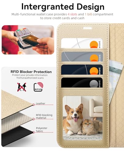 OCASE for Samsung Galaxy S26 Ultra Wallet Case, Card Holder, Gold | RFID Blocking, Kickstand, Magnetic Closure, PU Leather Flip Folio, Shockproof TPU Shell, Protective Phone Cover (6.9") 2026 - color: Gold, size: Samsung Galaxy S26 Ultra