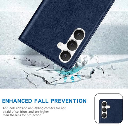 ZZXX for Samsung Galaxy S25 FE Wallet Case with [RFID Blocking] Card Slot Stand Strong Magnetic PU Leather Flip Fold Protective Phone Case for Samsung Galaxy S25 FE Case Wallet(Blue-6.7 inch) - color: Blue
