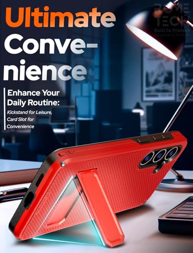 Designed for Samsung Galaxy S24 Case with Belt Clip Holster - Compatible with MagSafe Magnetic Heavy Duty Phone Cover with Kickstand - Red - color: Red, style: Galaxy S24