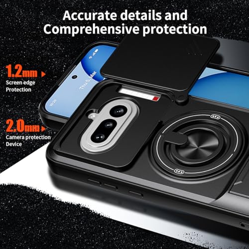 Compatible with Nothing Phone4a Case Cover,Compatible with Nothing Phone (4a) 5G A069 with Slide Camera Cover Phone Stand Protective Case Black - color: Black, size: Compatible with Nothing Phone4a