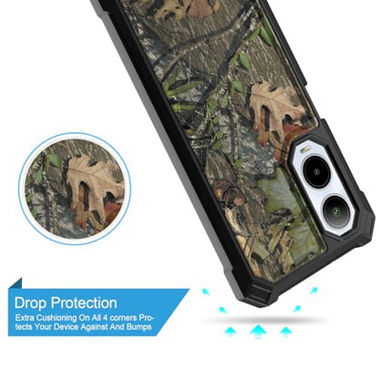 for Cricket Debut S3 Phone Case (U572AC)/AT&T Vista 2 (U572AA) w/[Built-in Screen Protector] Dual Layer Shockproof [Military-Grade][Full-Body] Protective Cover for Teen Women Man Hunt Tree Camo Leaf - color: BLD IN TREE BROWN