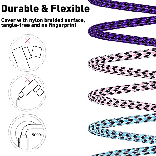 iPhone Charger Cord Lightning Cable 3 Pack iPhone Fast Charging Cable 6FT - size: 6FT