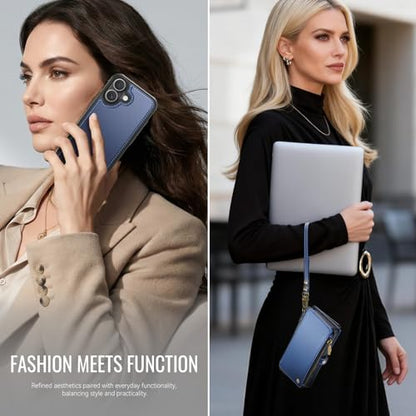 for iPhone 16 Plus - Phone Case Wallet Magnetic Detach, Navy Blue - color: Navy Blue, size: iPhone 16 Plus